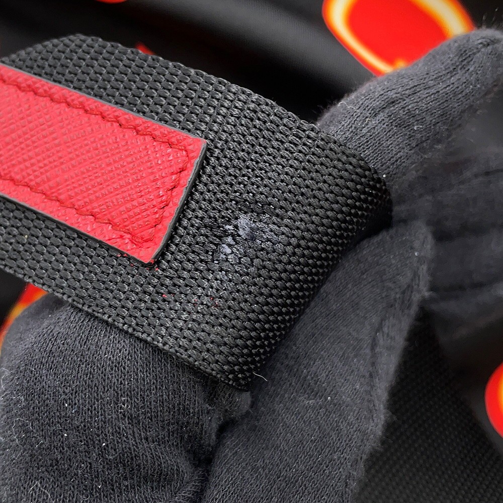 PRADA Heart Pattern Backpack Nylon Black/Red 1BZ0… - image 11