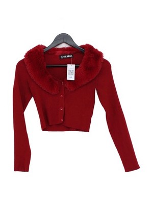 The Kript Damen Strickjacke XXS rot Wolle mit Baumwollkragen Cardigan