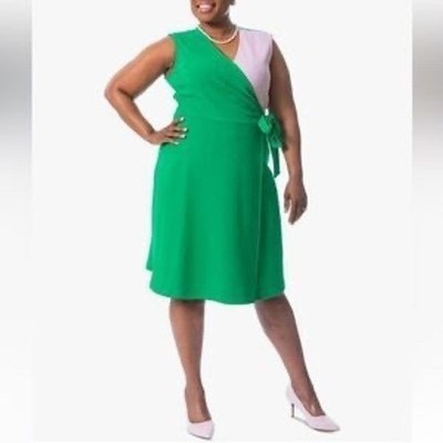 Kasper Women's Color Block Dress Green Pink Sleeveless Knee Length SZ XXL  for sale online | eBay