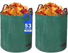 2 Pack Yard Waste Bags 53 Gallon Lawn and Leaf Bags, Reusable Heavy Duty Garden