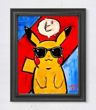 Colorful Modern Art Vivid Pikachu Pokemon 10x8 Original Acrylic Painting Canvas