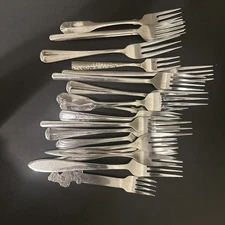 20 LOT Of MIXED PATTERNS OF STAINLESS FLATWARE ALL  FORKS SOME ONEIDA