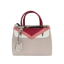 FENDI Petite 2 Jours Handbag Calfskin Grey 8BH253