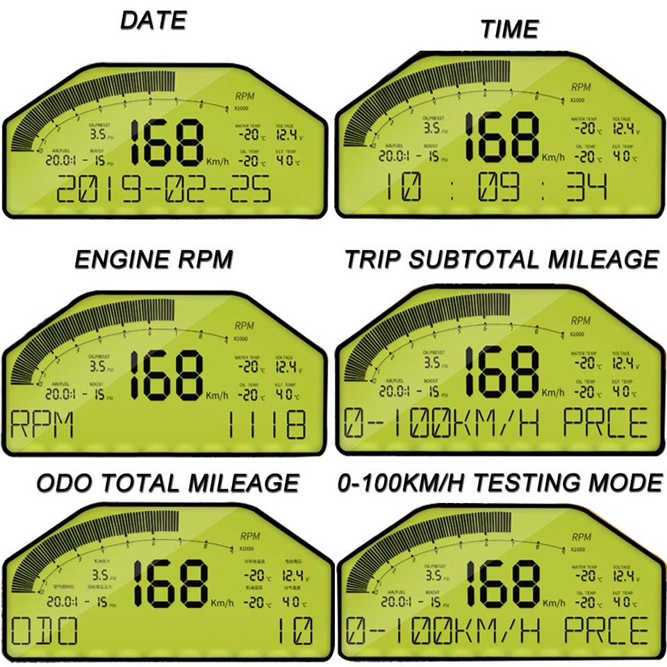 DO908 Car Race Dash Full Sensor Dashboard LCD Rally Gauge Full Sensor ...