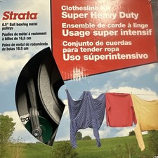 Kit de Tendedero Exterior Súper Resistente - 150 Pies Alambre Galvanizado Plata PV...