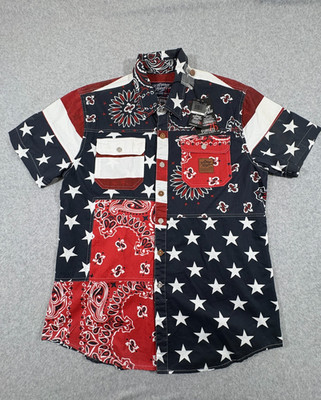 The Heritage By America Shirt Mens NWT Extra Large Bandana Distressed Patchwork