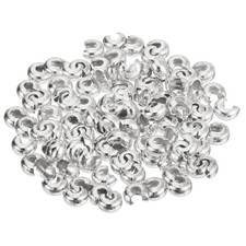 100pack Crimp Bead Covers 4mm/0.16" Half Round Open Crimp Beads Silver