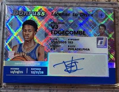 VJ Edgecombe 2025-26 Donruss Basketball License to Drive Auto Cosmic 11/49 76ers