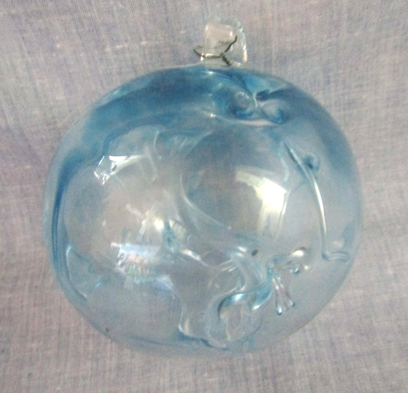 LARGE HAND  BLOWN 14" DIA. FRIENDSHIP GLASS BALL BLUE  ,   LUKE ADAM STUDIO