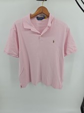 Polo Ralph Lauren Classic Fit Polo Shirt Mens Large Pink Knit Short Sleeve Pony