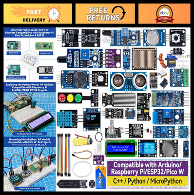 Universal Maker Sensor Kit for Arduino, Raspberry Pi, ESP32 - C++, Python, Begin