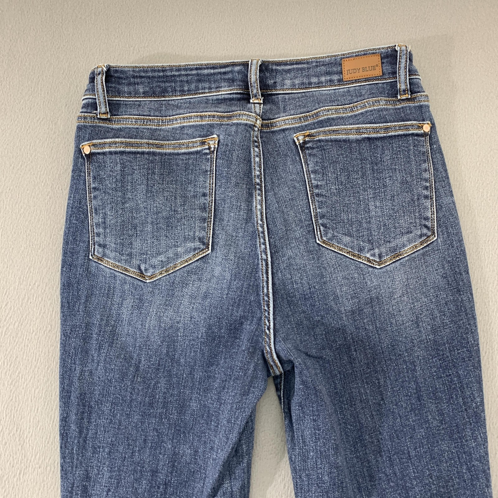 Judy Blue Jeans Womens 11/30 Blue Skinny Fit Button Fly Raw Hem Stretch Denim