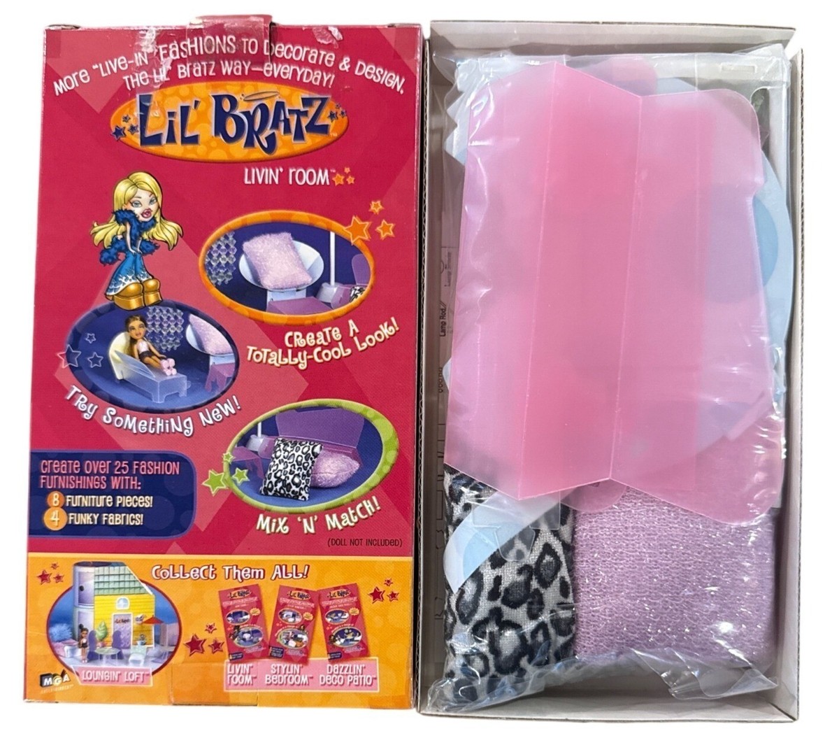 Vintage 2002 Lil Bratz Funky Fashion Furnishings LIVIN' ROOM Set