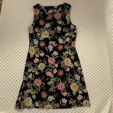 Tommy Hilfiger Sleeveless Navy Multi-Color Floral Dress Size 10! MSRP $89.00