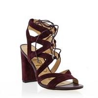 Sam Edelman Wine Suede Leather Tie Sandal on sale Sam Edelman Wine Suede Leather Tie Sandal on sale