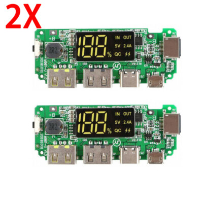 2pcs DIY Lade Platine Doppelt USB 5V 2.4A Handy Powerbank Modul Lithium Neu