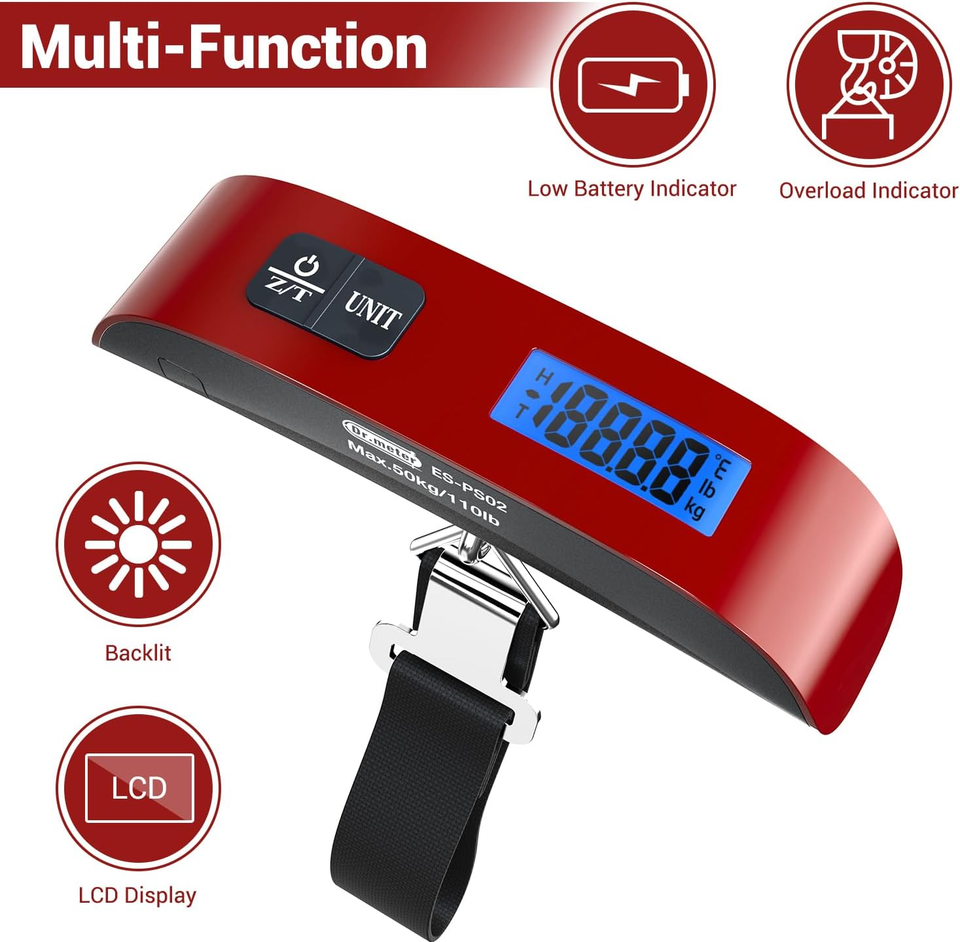 Travel Essentials Backlight LCD Display 110Lb Luggage Weight Scale with
