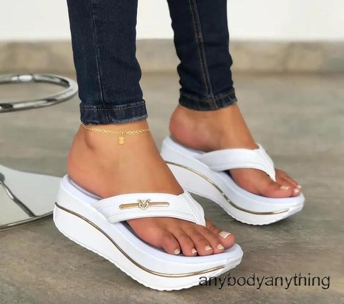Sandals Women Summer Flip Flops Outdoor Casual Platform Wedges Beach Slippers - Picture 13 of 26