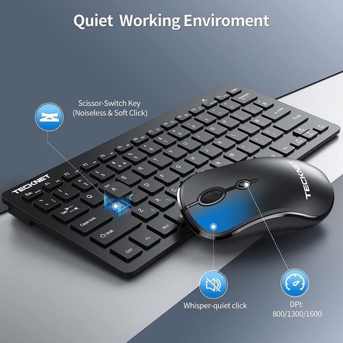 TECKNET MK270 Wireless Keyboard and Mouse Combo Full-size Numeric Keypad UK - Picture 3 of 13
