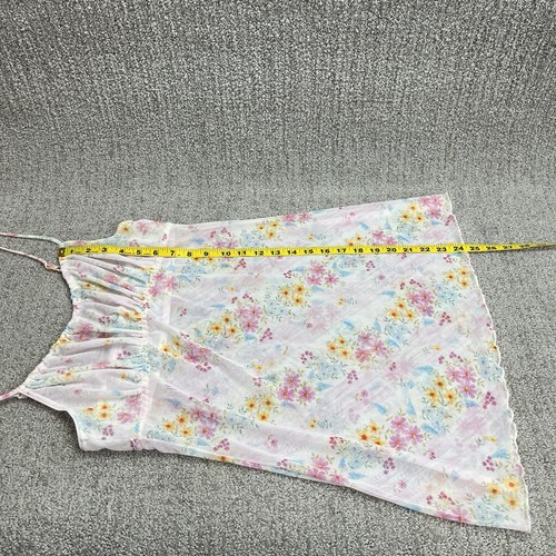 Babydoll Slip Top Medium Spaghetti Strap Micromesh Sheer Floral Sweet Coquette - Picture 17 of 24