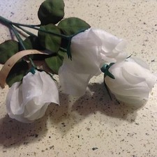 Vintage Millinery Flower 2 1/4" 3pc White Lot German for Hat Bride or Hair Y125