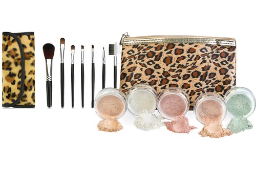 LEOPARD KIT w/BRUSH & BAG (FAIR 2) Mineral Makeup Set Bare Face Sheer Powder