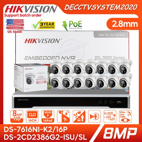 Hik Security CCTV System 8MP AcuSense Turret IP Camera 16CH 16POE NVR lot - Picture 36 of 41