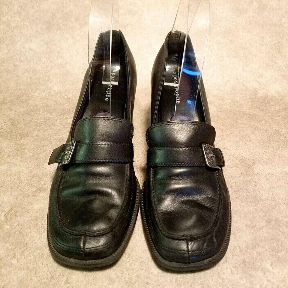 Tacones Oxford clásicos Apostrophe Bina 50099 para mujer talla 9 con hebilla de cuero negro Foto 2 de 4