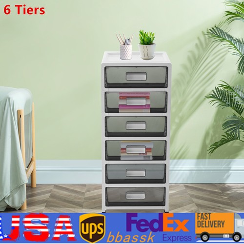 6 Tiers Plastic Detachable Desktop Storage Box Office Sorting Cabinet Organizer