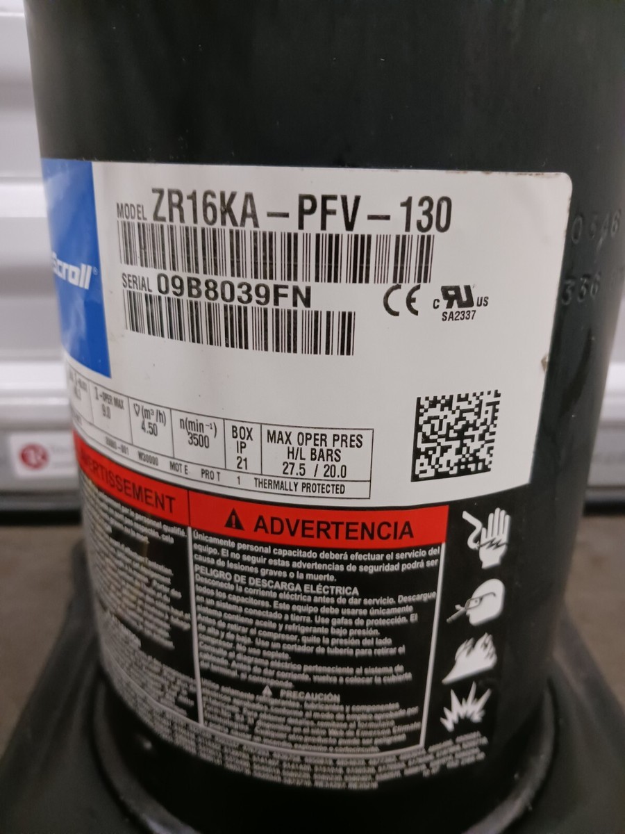 Copeland 2 Ton Scroll Condenser Compressor ZR16KA-PFV-130