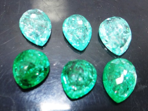Natural 38.Ct Pear cut Colombian Green Emerald Loose Gemstone Certified 6pcs lot - Picture 4 of 9