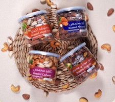 4 BOTTLES OF 180 Gr. of ROASTED CASHEW - PEANUTS- ALMONDS AND MIXED NUTS DELICIO