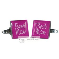 GORĄCE RÓŻOWE KWADRATOWE ŚLUBNE SPINKI DO MANKIETÓW PAN MŁODY, NAJLEPSZY MĘŻCZYZNA, WOŹNY ITP. - ŚWIETNA WARTOŚĆ!
