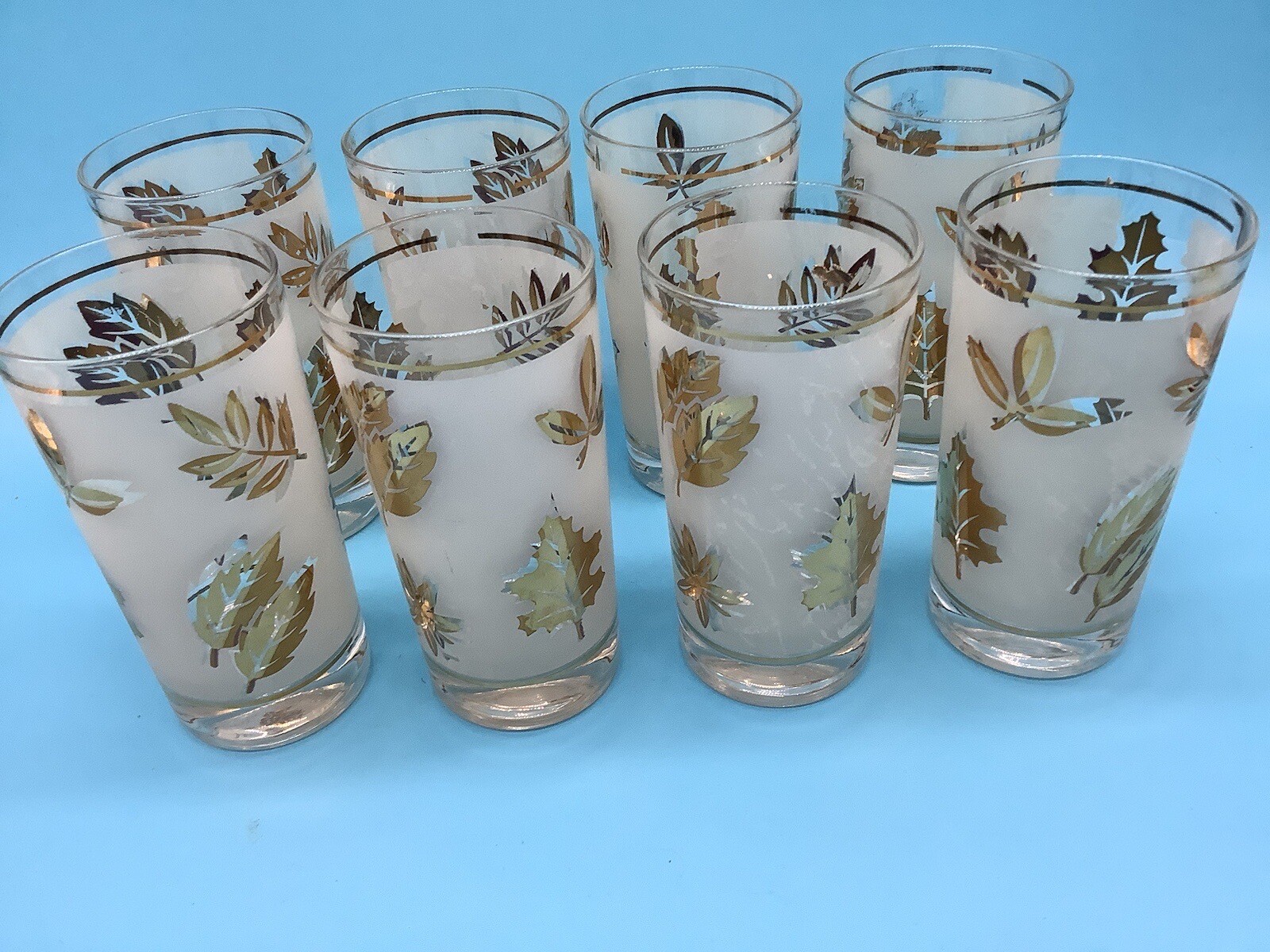 39 Libbey Frosted Gold leaf Vintage Glasses eBay