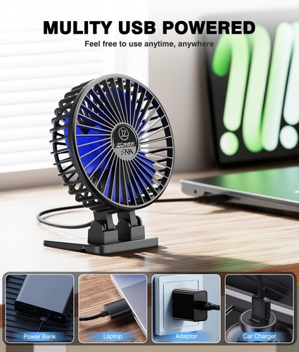 Usb Desk Fan Mini Fan Portable 3 Speeds Desktop Table Cooling Fan Plug In Power - Picture 5 of 7