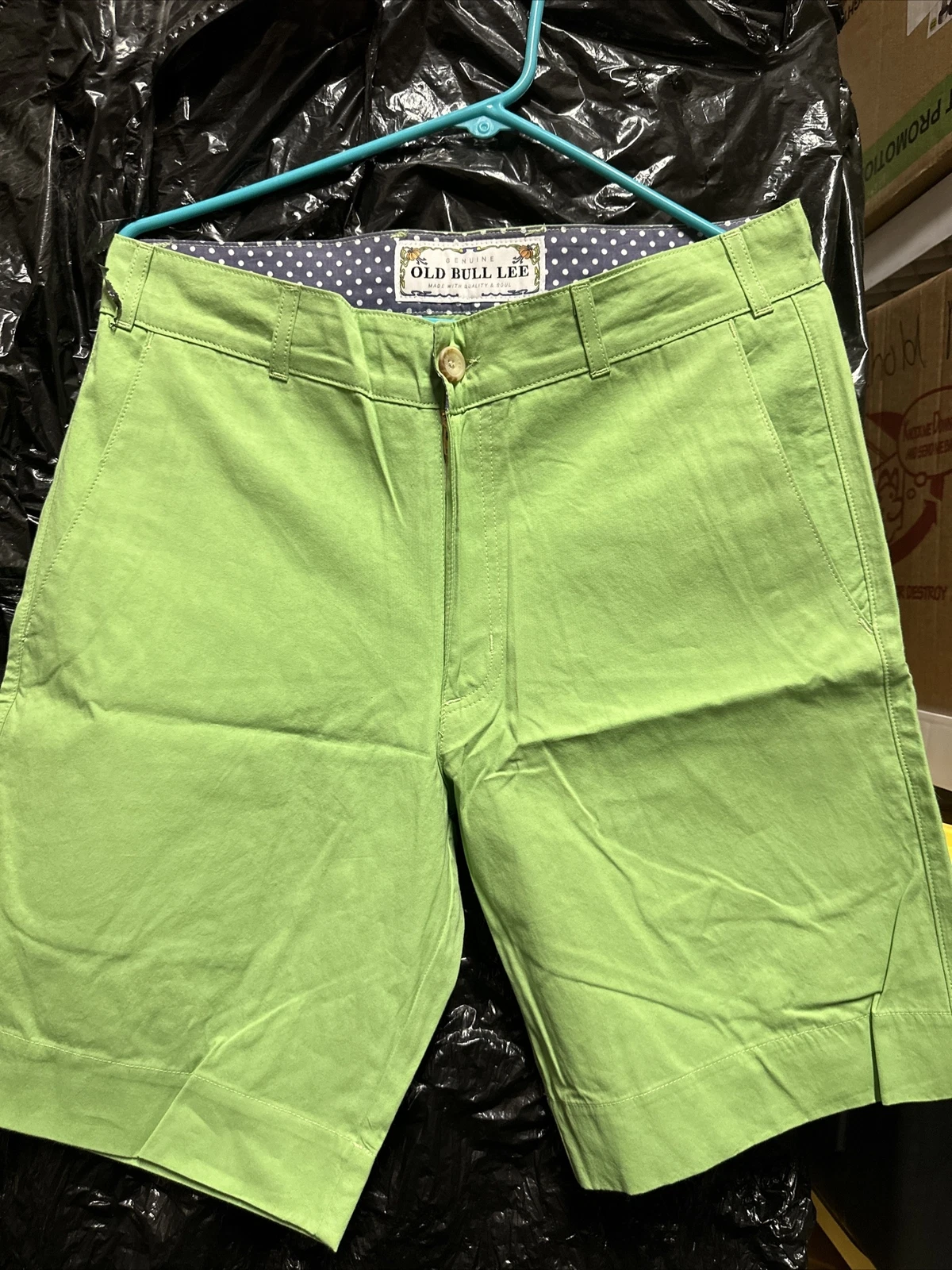 Old Bull Lee Shorts Mens 32 Green Golf Firefly Duck Cotton Casual Active