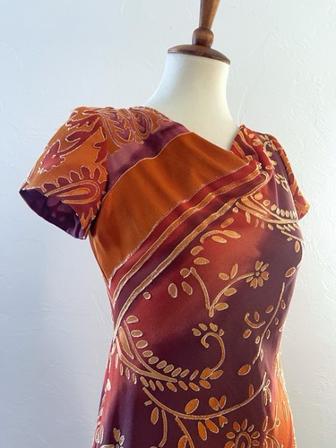 VTG 90s Liz Claiborne Petite Ombre Burnout Paisley Floral Mini Dress Whimsi Sz 2 - Picture 5 of 9
