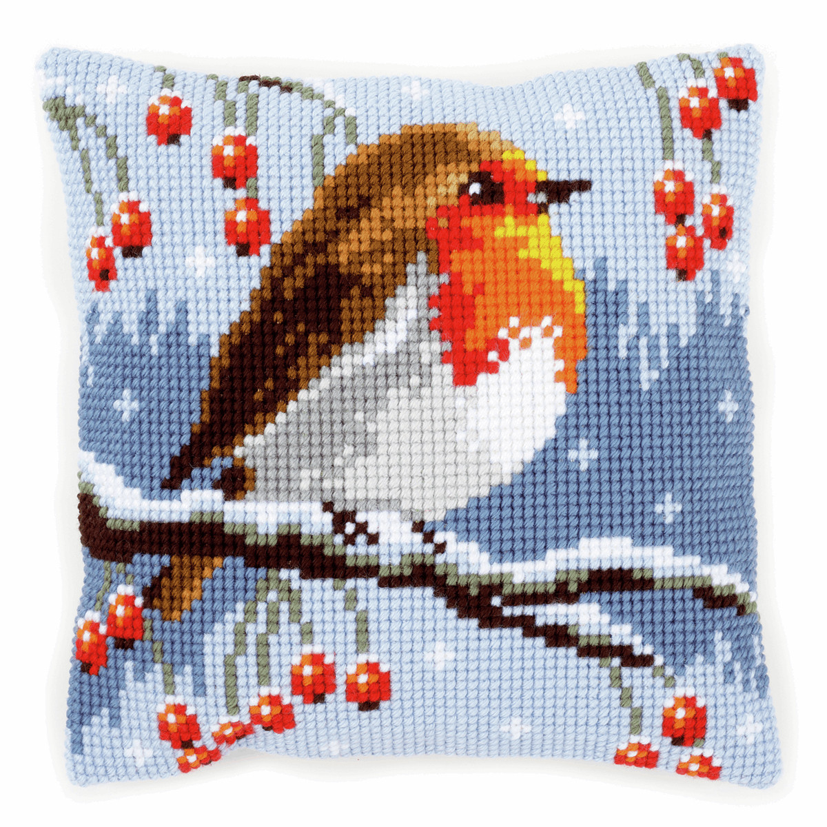 B&Q - Cushion Red RobinCross Stitch Kit: Cushion: Red Robin In The WinterVervaco - Image 2
