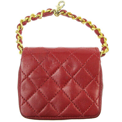 CHANEL CC Quilted Multi Pouch Bag Chain Belt Accessories Red Leather 03081