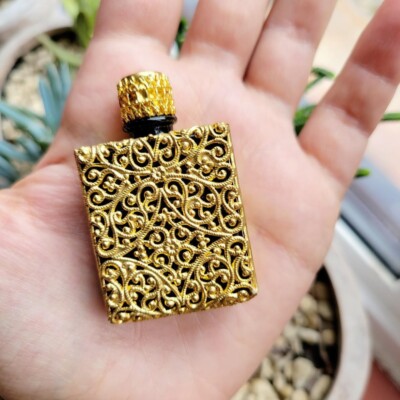 Small Ornate Perfume Bottles Vintage Czech Ornate Gold Filigree