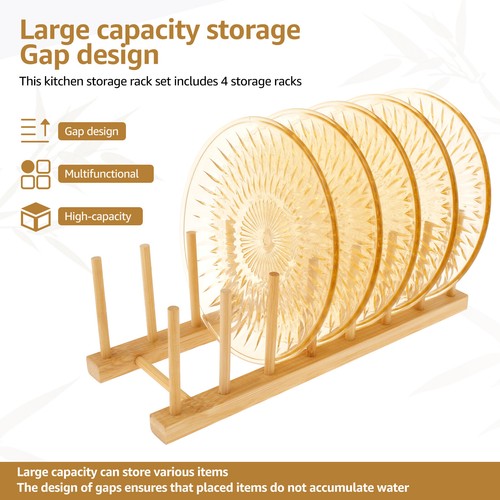 Bamboo Dish Dying Rack Stable Plate Storage Rack Convenient Drain Tray jegvY - Picture 3 of 11
