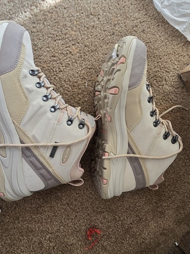 LADIES SKECHERS WATERPROOF RELAX FIT OUTDOOR AIR COOLED MEMORY FOAM-PINK-BEIGE - Picture 3 of 6