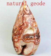 Natural Mexican Crazy Lace Agate Geode Quartz Crystal Free-form Up Stand Mineral