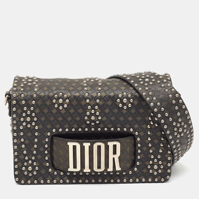 Dior Green/Black Studded Leather Medium Dio(r)evolution J Dior Green/Black Studded Leather Medium Dio(r)evolution J