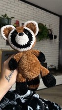 Handmade Crocheted Stuffed Raccoon