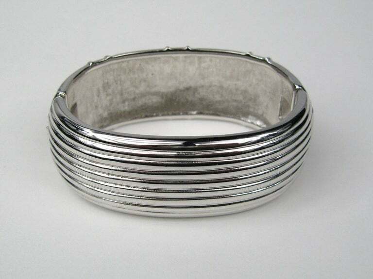 ブレスレット Cylinder Bangle #5930 Silver Glimmer Infused Hinged Bangle Bracelet QLF481 | eBay