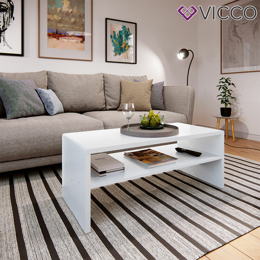 Table basse blanche Vicco pour salon et bout de canapé moderne - 4