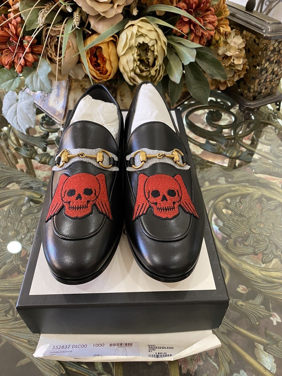 AUTHENTIC GUCCI Mens 9-9.5 Agnello Plonge Nero Skull Brixton AUTHENTIC GUCCI Mens 9-9.5 Agnello Plonge Nero Skull Brixton