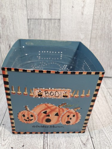SMC3 Debbie Mumm Halloween Boo Pumpkins 3.5" Square Metal Candle Holder