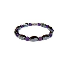 Genuine Amethyst and Hematite Magnetic Beads Magnetic Bracelet for Women and Men